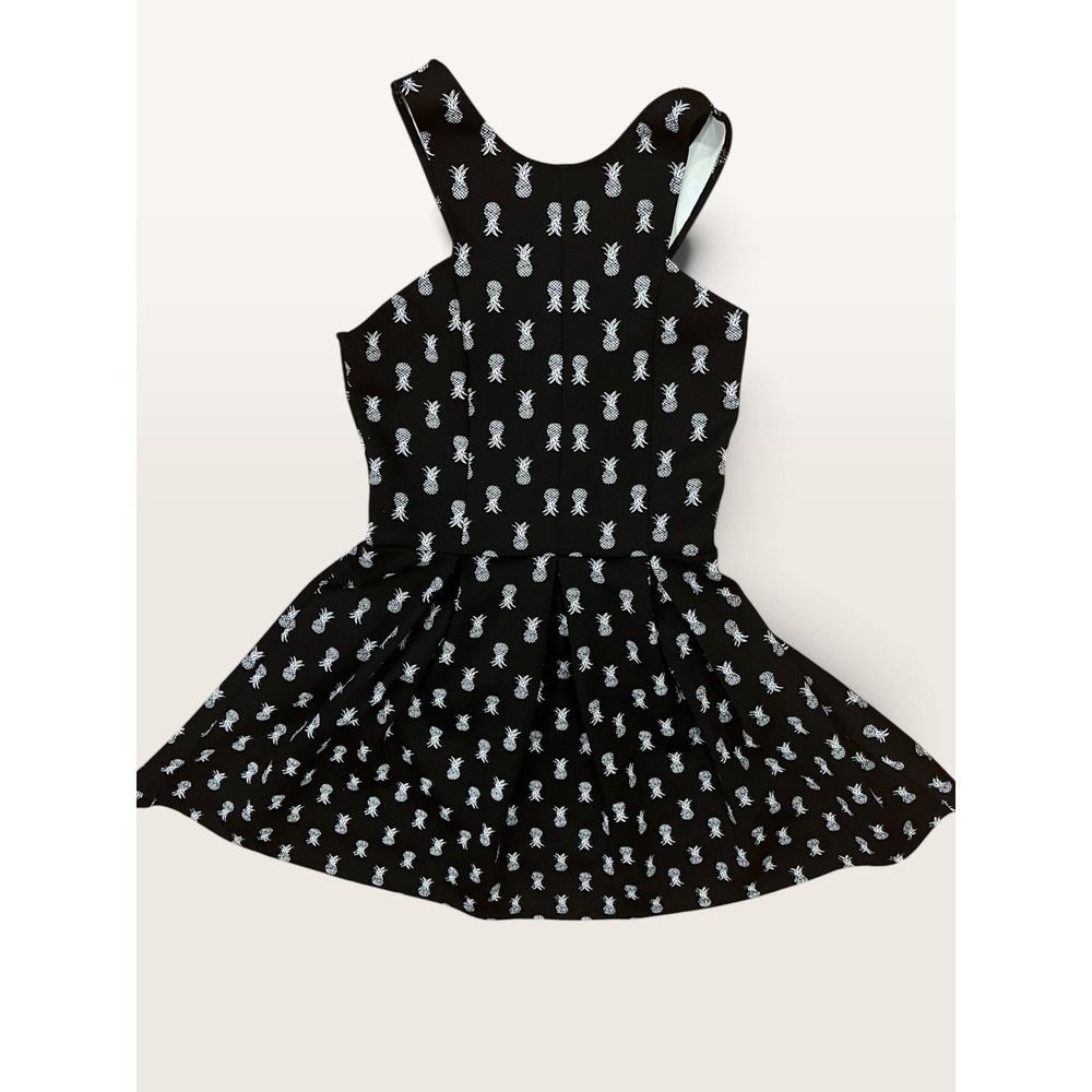 Abercrombie & Fitch Black White Pineapple Print Cross Back Skater Mini Dress M